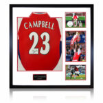 Sol Campbell Signed Framed Arsenal Football Shirt including 3 Photos