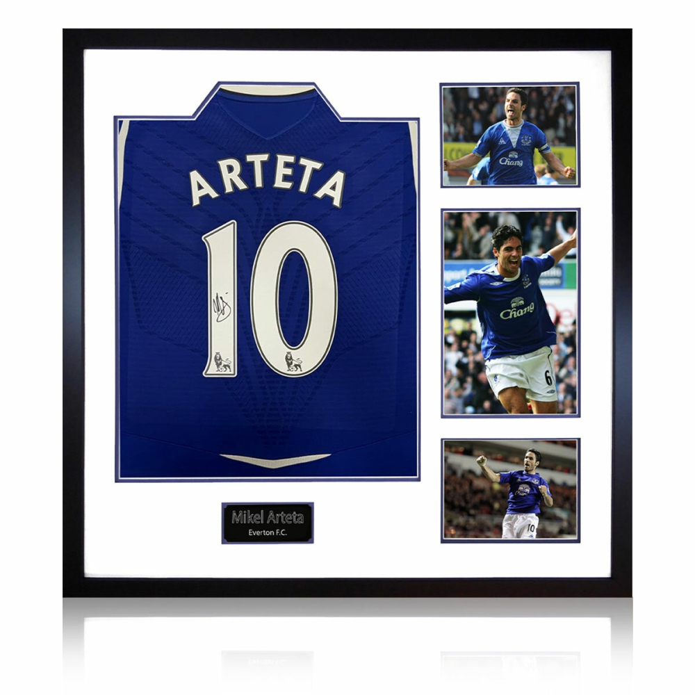 Mikel Arteta Signed Framed Everton Football Shirt including 3 Photos