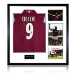 Jermain Defoe Signed Framed West Ham Football Shirt including 3 Photos