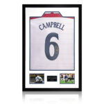 Sol Campbell Signed Framed England Football Shirt including 2 Photos