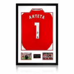 Mikel Arteta Signed Framed Arsenal Football Shirt including 2 Photos