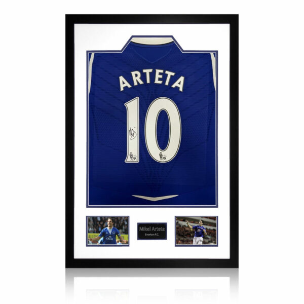 Mikel Arteta Signed Framed Everton Football Shirt including 2 Photos