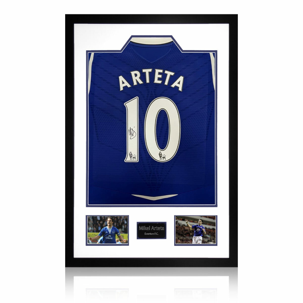 Mikel Arteta Signed Framed Everton Football Shirt including 2 Photos
