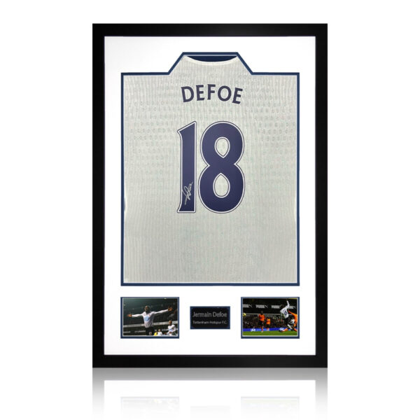 Jermain Defoe Signed Framed Tottenham Football Shirt including 2 Photos