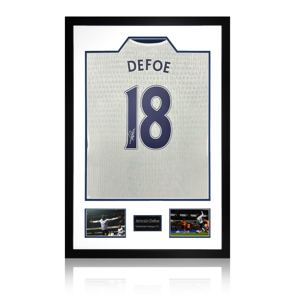 Jermain Defoe Signed Framed Tottenham Football Shirt including 2 Photos