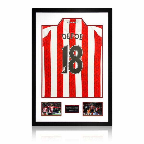 Jermain Defoe Signed Framed Sunderland Football Shirt including 2 Photos