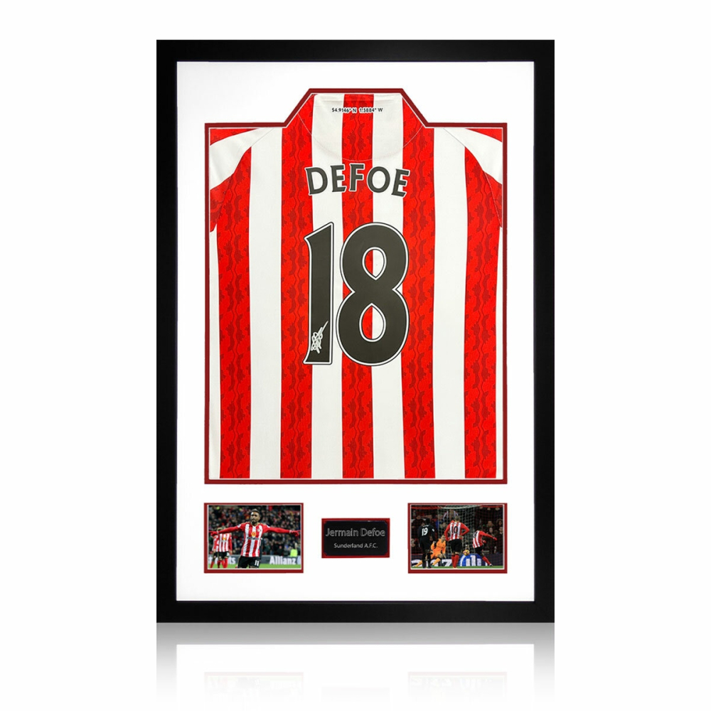 Jermain Defoe Signed Framed Sunderland Football Shirt including 2 Photos