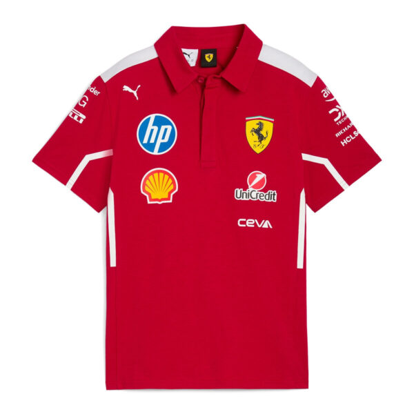 Scuderia Ferrari F1 2025 Mens Team Polo in Red, 5 Sizes