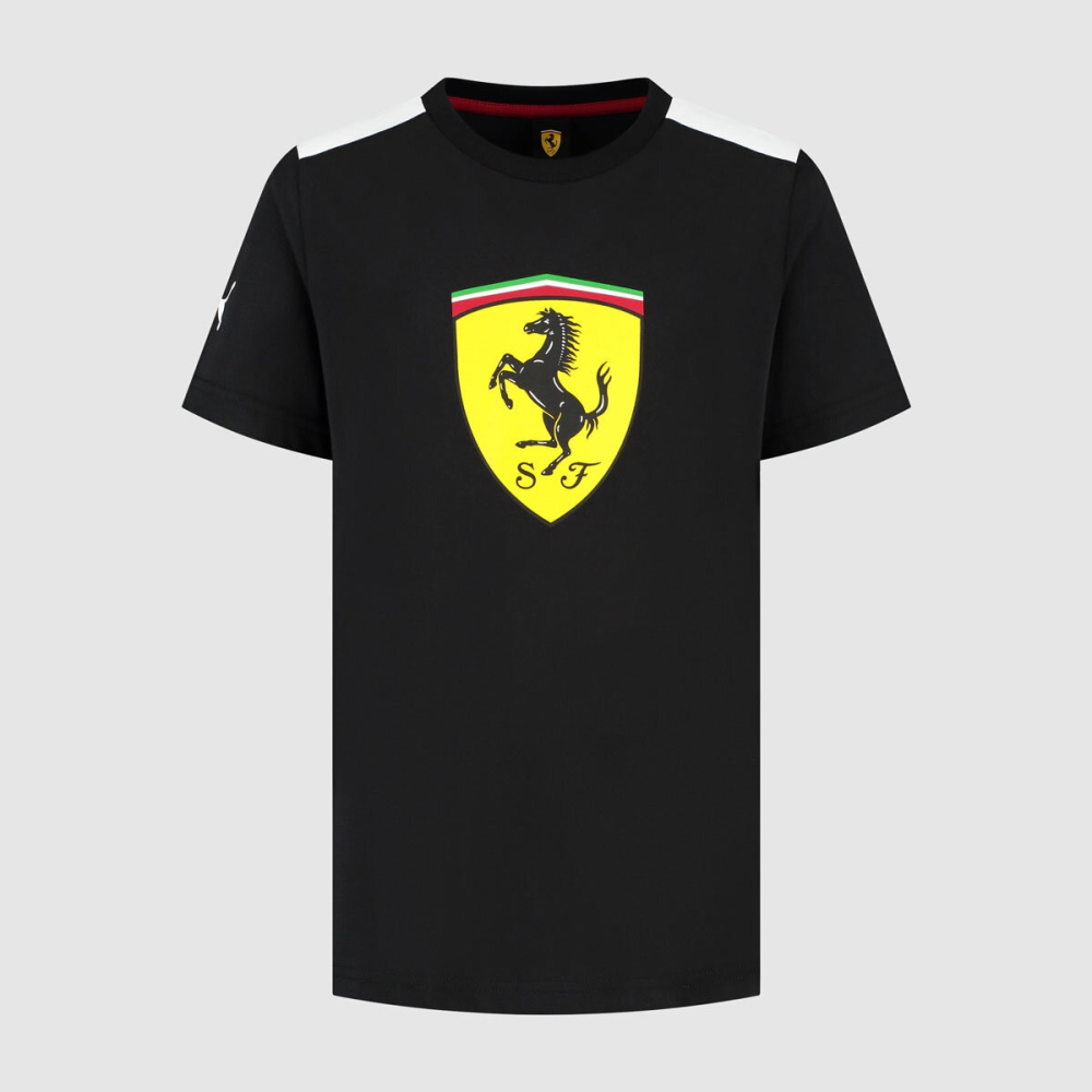 Scuderia Ferrari F1 Large Shield T-Shirt in Black, 5 Sizes