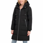 DKNY Ladies Long Down Coat with Hood in Taupe - Image 7