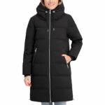 DKNY Ladies Long Down Coat with Hood in Taupe - Image 15