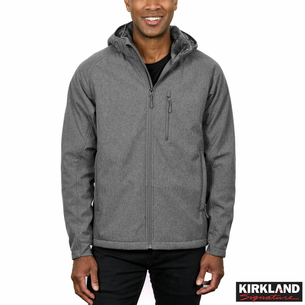 Kirkland Signature Men's Sherpa Lined Softshell Jacket in Grey