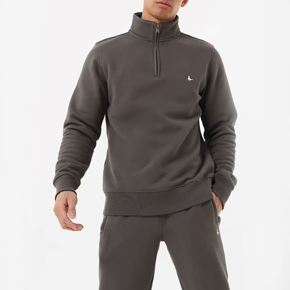 Jack Wills Men's Barchester 1/4 Zip Sweatshirt in Slate Grey