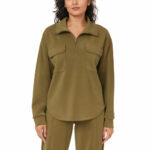 Scotch & Soda Ladies 1/2 Zip Shirt in Cream - Image 5