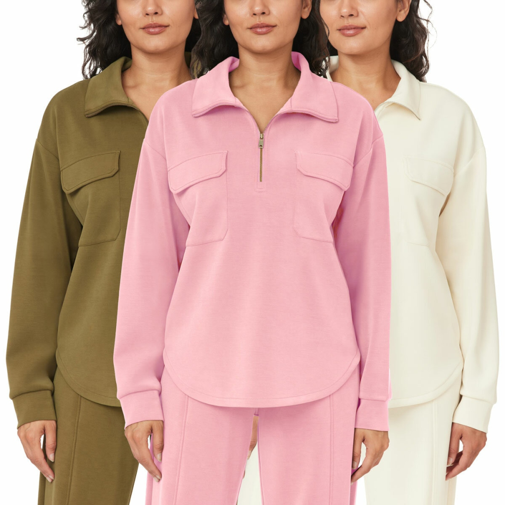 Scotch & Soda Ladies 1/2 Zip Shirt in Cream