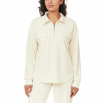 Scotch & Soda Ladies 1/2 Zip Shirt in Cream - Image 8