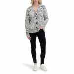 DKNY Ladies Leopard Print Cardigan in Stone - Image 6