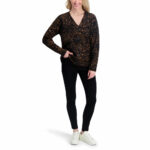 DKNY Ladies Leopard Print Cardigan in Stone - Image 11