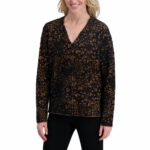 DKNY Ladies Leopard Print Cardigan in Stone - Image 13