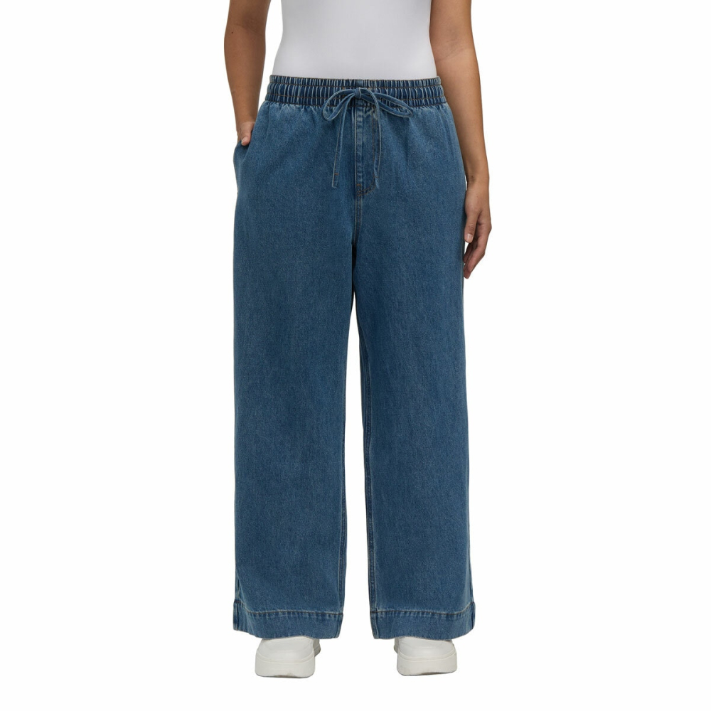 Teddi Rose Wide Leg Denim Pull on Pant in Blue