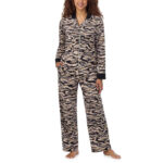 DKNY Women's Notch Collar Pyjama Set in Animal Print