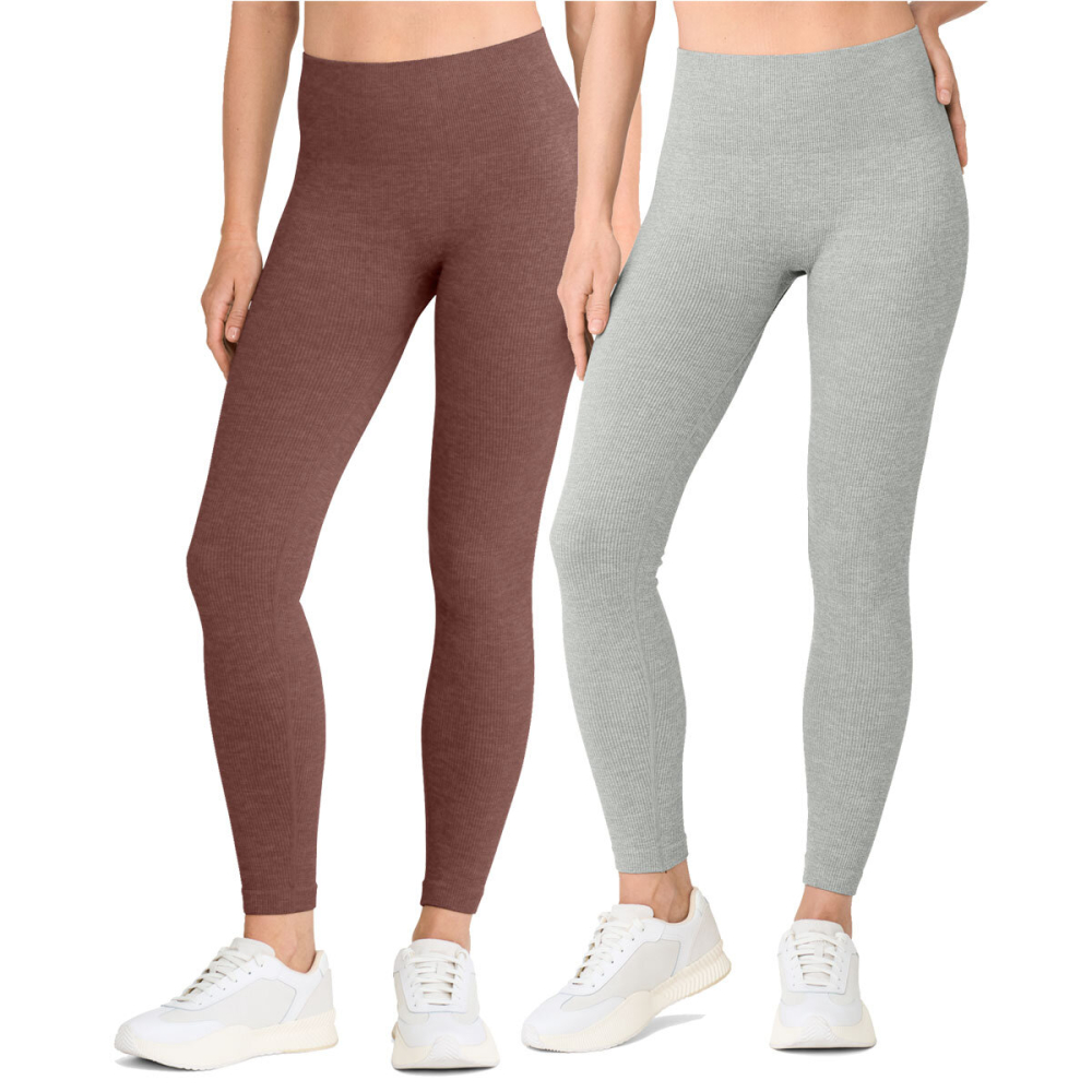 Lemon Ladies Ribbed Legging 2 Pack in Grey