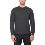 BC Clothing Men's Waffle Crew Sweater in Green - Image 2