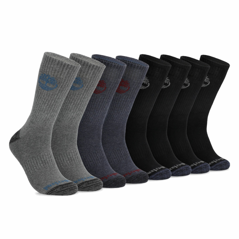 Timberland Men's Crew Socks, 8 Pack in Mixed Black Pack