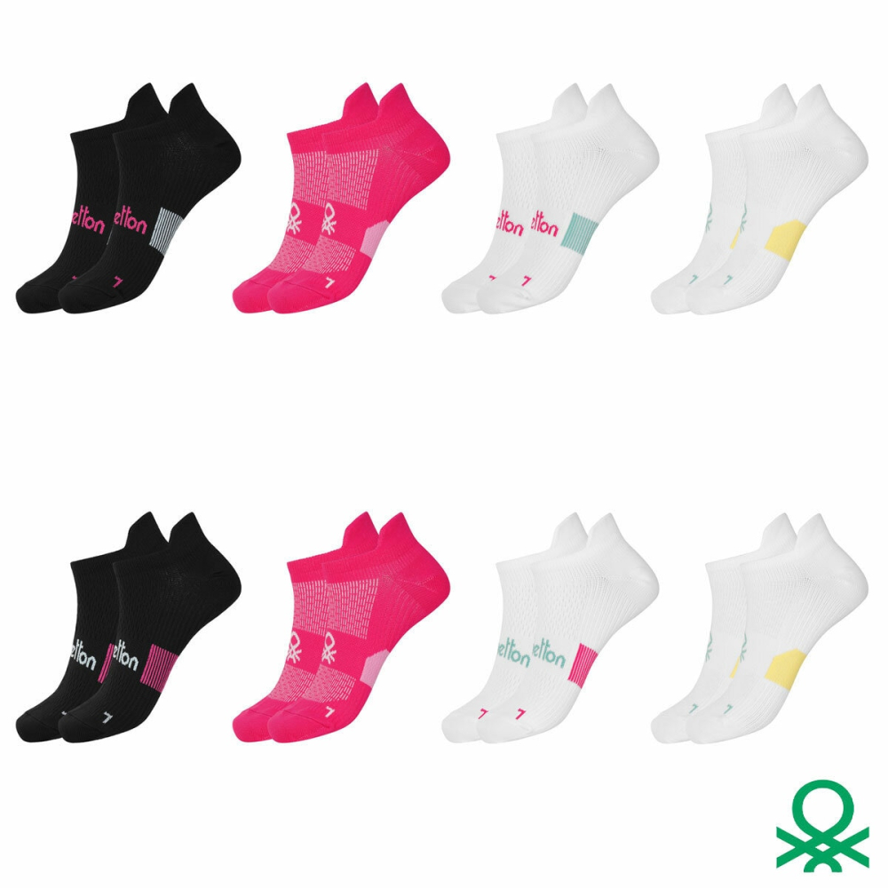 United Colors of Benetton Ladies Trainer Sock 8 Pack in Pink