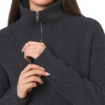 Modern Ambition Ladies 1/4 Zip Sweater in Grey - Image 13