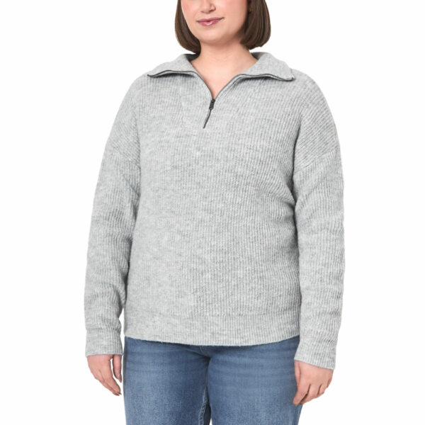 Modern Ambition Ladies 1/4 Zip Sweater in Grey