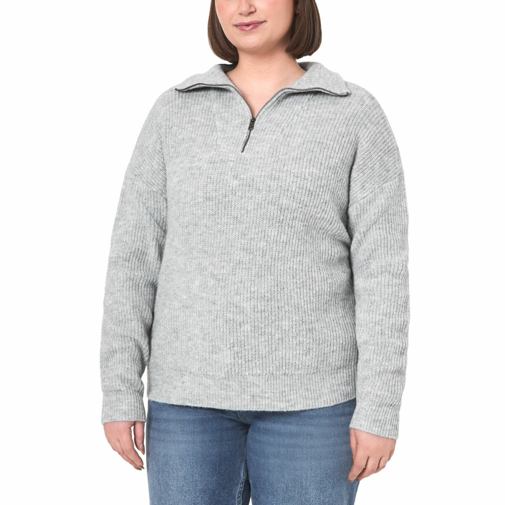 Modern Ambition Ladies 1/4 Zip Sweater in Grey