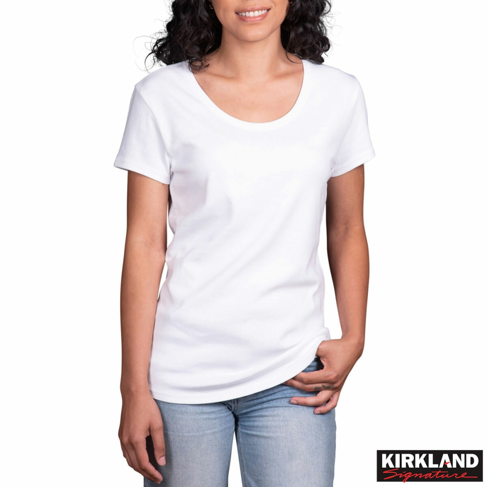 Kirkland Signature Ladies Scoop Neck Pima Tee in White
