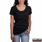 Kirkland Signature Ladies Scoop Neck Pima Tee in White - Image 16