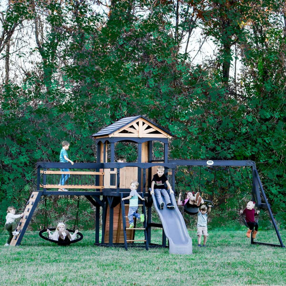 Backyard Discovery Timber Crossing Wooden Playcentre and Swing Set (3-10 Years)