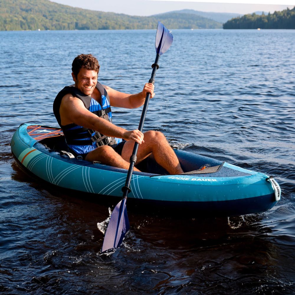694746705582b448d447cc44229cc5a7c743339e8f71641ceb013.jpg Eddie Bauer 10ft (3.3m) Super Inflatable Sit In Kayak - Image 1