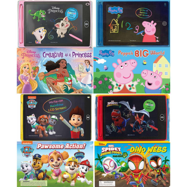 LCD Interactive Board Book in 4 Options: Disney Princess, Peppa Pig, Spidey: Dino Webs or Paw Patrol