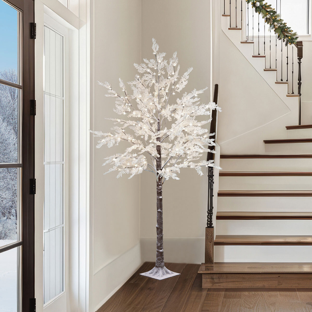 7ft Flocked LED Cedar Tree with Twinkling Lights