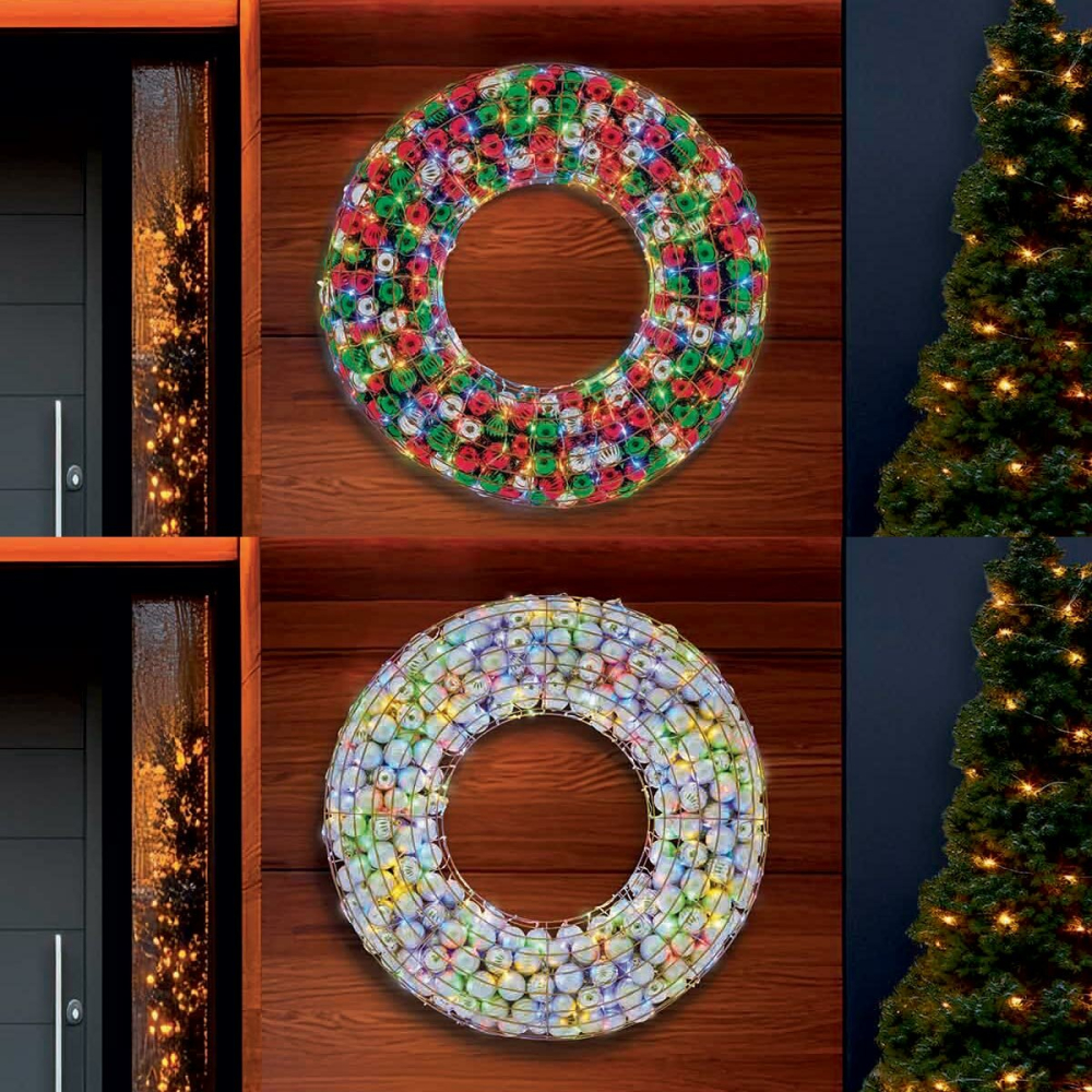 36 inch LED Ornament Wreath With LED lights, Assortment