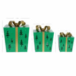 Red Metal Gift Boxes with LED Snowflake Pattern – Set of 3 - Image 21