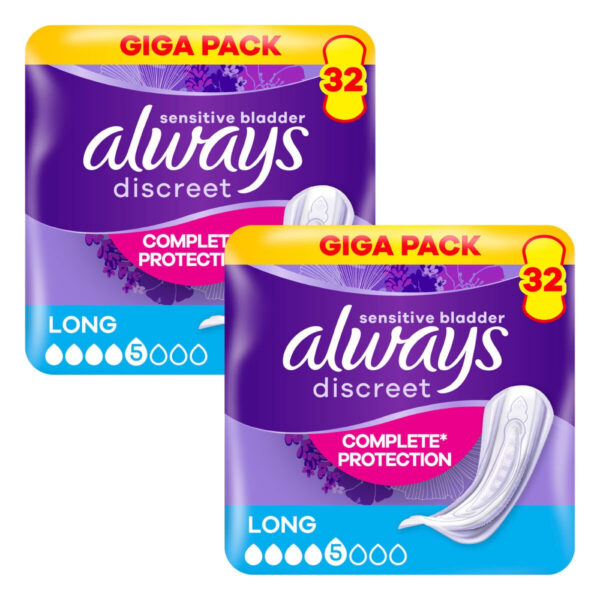 Always Discreet Long Pads, 2 x 32 Pack