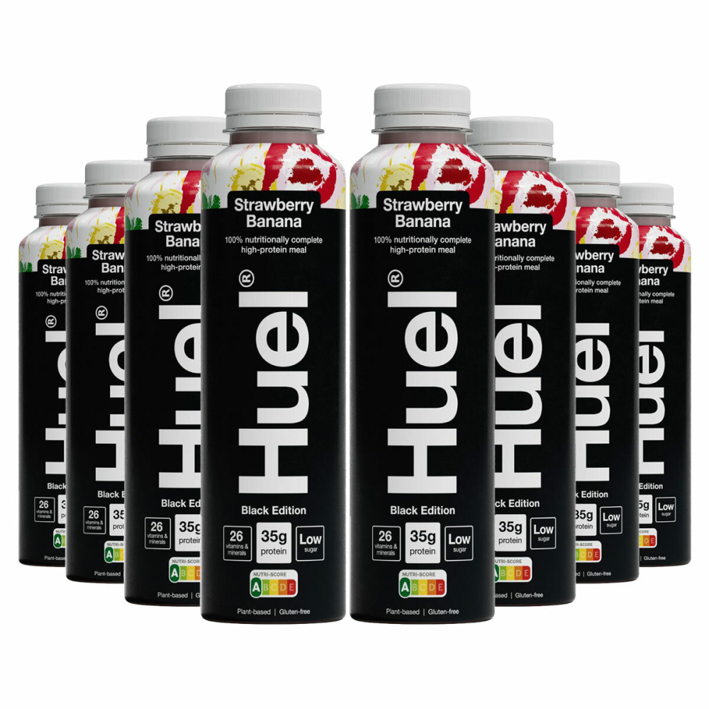 Huel Complete Meal Drink Black Edition Strawberry Banana, 8 x 500ml