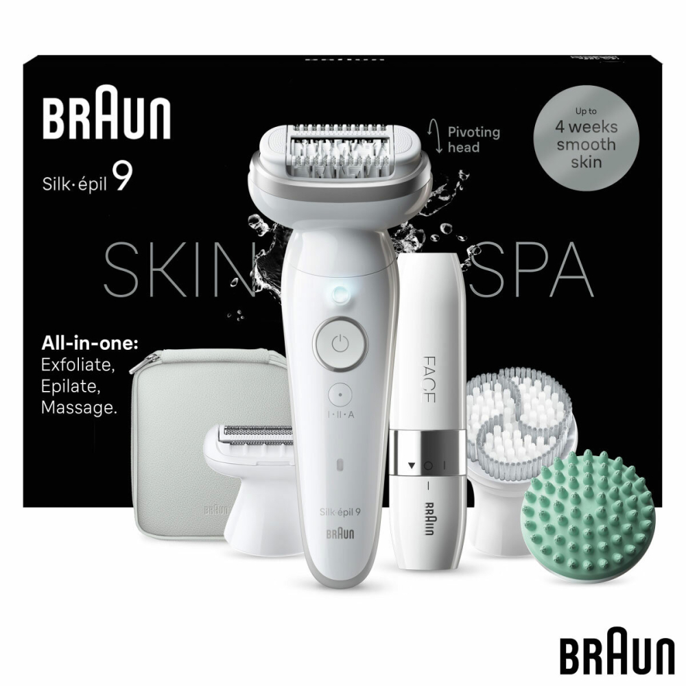 Braun Silk-épil 9 SkinSpa Epilator Wet & Dry With Pivoting Head, SE9-381