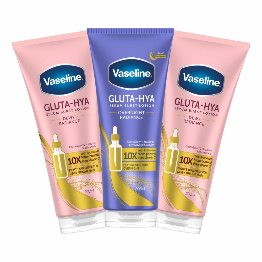 Vaseline Lotion Gluta Hya Serum Burst, 3x 200ml