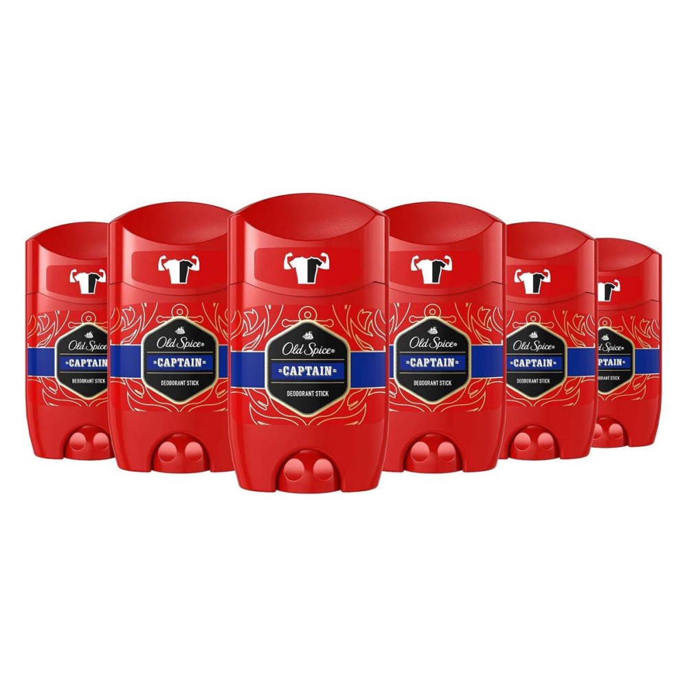 Old Spice Captain Deodorant Stick For Men, 6x50ml