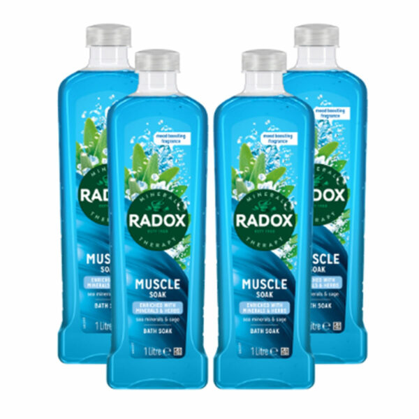 Radox Mineral Therapy Muscle Soak Bath Soak, 4 x 1L