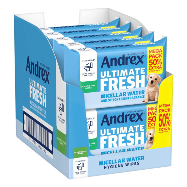 Andrex Ultimate Fresh Hygiene Wipes Mega Odour Control Moist Toilet Tissue 10 x 56 wipes