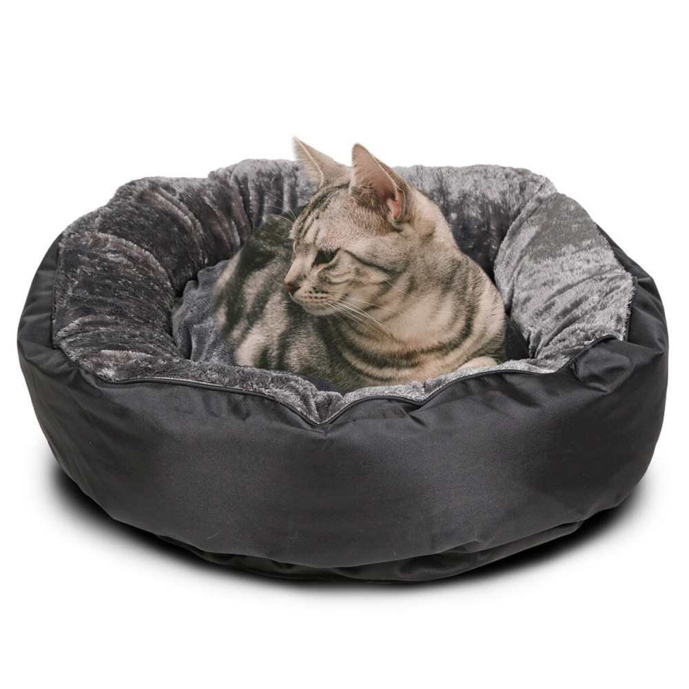 Snoozzzeee Deluxe Luxury Donut Pet Bed, 20.3cm x 63.5cm (8" x 25") in Black