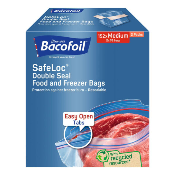 Bacofoil Safeloc® Food and Freezer Medium Bags,152 Pack
