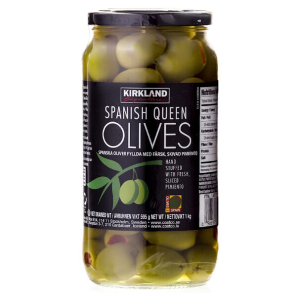 Kirkland Signature Spanish Queen Pimiento Stuffed Olives, 595g